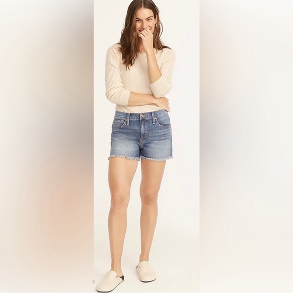 J. Crew Pants - J Crew Medium Wash Blue Fray Denim Jean Shorts Size 26